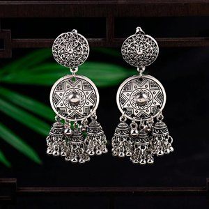 Vintage Jhumka Big Bells Tassel Drop Earrings